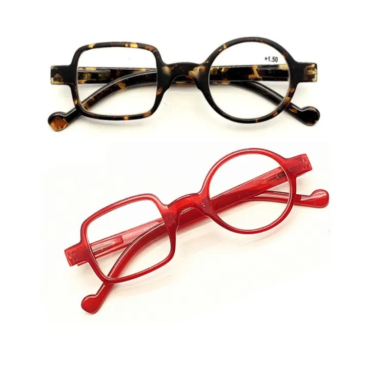 【ready】 Retro Leopard Asymmetrical Round Ampsquare Reading Glasses Women Ampmen Presbyopia 8038