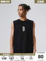 BONELESS American casual basic B letter logo printed vest tide brand mens loose sleeveless T-shirt vest summer