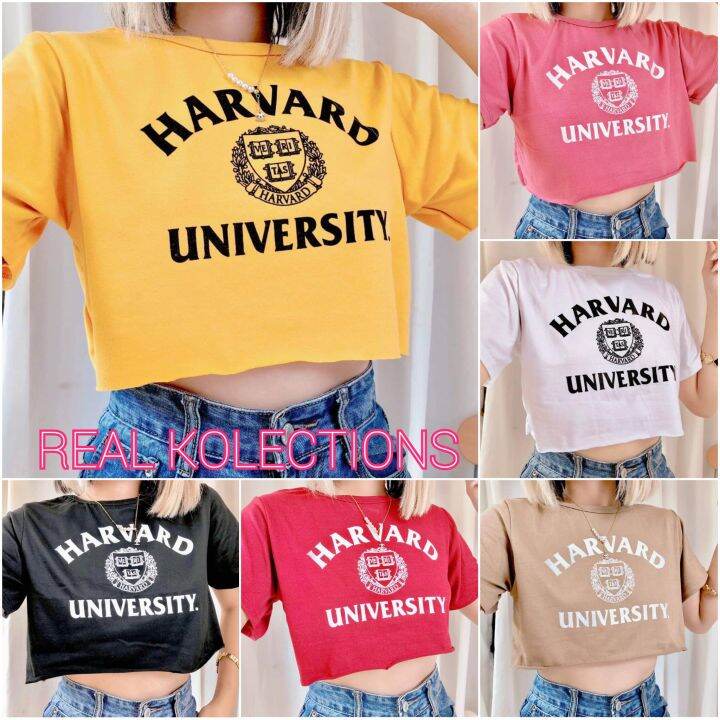 HARVARD STATEMENT LOOSE CROP TOP TEES Lazada PH
