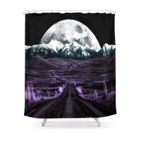 Road To Eternity Vintage Moon Mountain Shower Curtain With Hooks Home Decor Waterproof Bath Creative 3D Print Bathroom Curtains