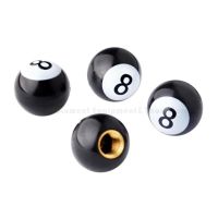 4pcs Universal Tire Valve Stem Caps Billiards Black 8 Ball Shape Auto Car Truck Mountain Bike Wheel Air Valve Stem Caps Valve Stems  Caps  Adapters