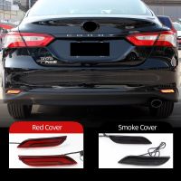 แผ่นสะท้อนแสง LED 2ชิ้นสำหรับ Toyota Camry 2018 2019 2020 Bemper Belakang ไฟท้ายไฟสัญญาณเลี้ยวปลั๊กแอนด์เพลย์ไฟตัดหมอกด้านหลัง