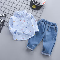 Summer Kids Baby Boys 2PCS Cotton Clothing Sets Suit Toddler Infant Long Blouse Shirts Wears T-shirt + Long Pants Trousers Outfits Suits 1 2 3 4 5 Years