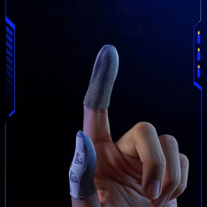 เกม-finger-sleeve-thumb-index-universal-silver-fiber-fingertip-ถุงมือสำหรับ-gaming-finger-tip-cover-ปลายนิ้วถุงมือ2pcs