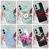 เคสโทรศัพท์แบบใสสวยสำหรับ Vivo Y36 4G เคสด้านหลังเพ้นท์สีลายการ์ตูนแมงมุม VIVO Y27 5G เคสใสสำหรับโทรศัพท์มือถือ