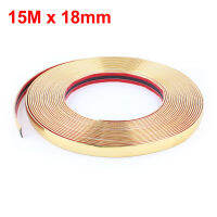 Car Window Bumper Moulding Trim Strip Bar Sticker Decor Gold Tone 15mx18mm