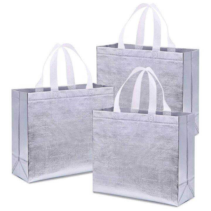 12-pcs-glossy-reusable-grocery-bags-shopping-tote-bags-with-handle-bridesmaids-bags-non-woven-gift-bags-for-christmas