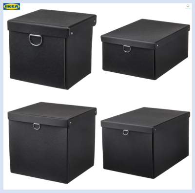 กล่อง กล่องเก็บของพร้อมฝา สีดำ NIMM (IKEA)