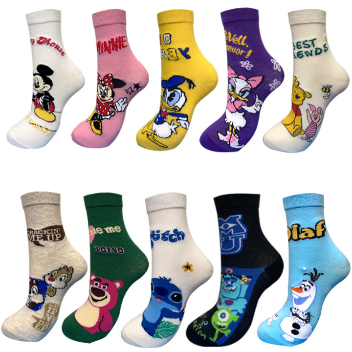 10-pair-casual-cute-women-socks-mickey-stitch-cotton-long-socks-cartoon-animal-sock-for-women-kawaii-girl-sock-size-35-42
