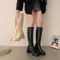 chloe.store GLOBE BOOTS บูทยาว 36-40 รองเท้าบูทยาวเกือบเข่า ดำ เบจ