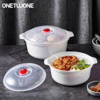 Onetwone 1ชิ้นชามทันทีชามก๋วยเตี๋ยวไมโครเวฟกล่องอาหารกลางวันกลมถ้วยซุปกล่องใส่อาหารพร้อมที่จับบะหมี่กึ่งสำเร็จรูป Bwol อาหารกล่องเก็บของที่จัดเก็บในตู้เย็นกล่องเก็บของผักผลไม้คอนเทนเนอร์