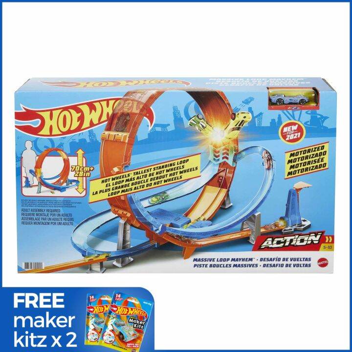 Hot Wheels® Action Massive Loop Mayhem™ Track Set (GTV14) Lazada