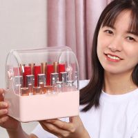 Acrylic Lipstick Storage Box Lipstick Holder Makeup Organizer Lip Gloss Perfume Display Stand Transparent Plastic Box with Lid