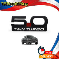 โลโก้ Logo "5.0 TWIN TURBO" สี Matte Black F-150 Ford 2, 4 ประตู ปี ขนาด 13x5.5x0.5 มีบริการเก็บเงินปลายทาง