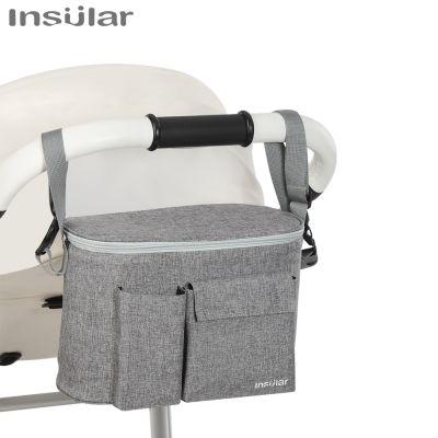 กระเป๋ารถเข็นเด็กทารก INSULAR ที่ใส่ถ้วยขวดการจัดงานถุงผ้าอ้อมกระเป๋าผ้าอ้อมสำหรับคุณแม่อุปกรณ์เสริมสำหรับรถเข็นเด็กเคลื่อนที่