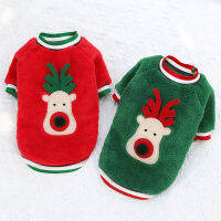 DY Loving Pet Clothes เสื้อแมวคริสต์มาส Soft Fleece Elk Appliqué Pullover