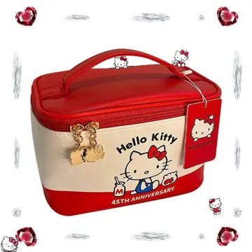 Sanrio Hello Kitty Red Cosmetic Bag Ins Simple Large Capacity Leather  Portable Travel Storage Skin Care Bag Kawaii Cosmetic Bag - Realistic  Reborn Dolls for Sale