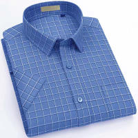 ร้อน, ร้อน★Business Shirt for Men Summer Short-sleeved Plaid Formal Shirt Casual Stripes Shirt Men Breathable Tops