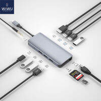 WiWU 12 in 1 USB Hub for MacBook Air Pro 13 16 2022 M2 VGA/RJ45 Multi-function Type C Hub Adapter for Huawei USB Splitter