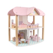 Mô hình bộ đồ chơi nhà gỗ túp lều hình ngôi nhà xếp hình bằng gỗ cho trẻ em