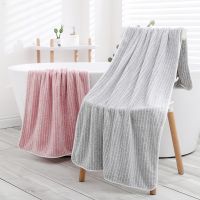 70*140cm Bath Towel Stripe Large Soft Kids Adult Towels Beach Swimming Coral Velvet Absorbent Wrap Quick Dry Bathrobe