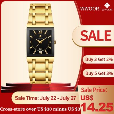 （A Decent035）Relogio MasculinoGoldMen Square Dollgoldenstainless SteelWrist Watch