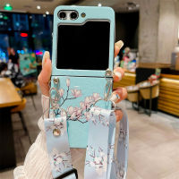 เคสป้องกันซิลิโคนกันตกสำหรับ Samsung Galaxy Z Z Flip 5 Retro Magnolia ผ้าคลุมลายดอกไม้มะลิ Crossbody เคสโทรศัพท์ภาพดอกไม้ Flip5 Galaxy Z