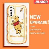 เคส JIUMOO สำหรับ Realme 6 6S Narzo น่ารักช้อนส้อมมีดหมีพูห์ขอบคลื่นหลากสีเคสโทรศัพท์โปร่งใสนุ่มเคสกันกระแทกง่ายป้องกันเลนส์กล้องโคฟซิลิโคนใส