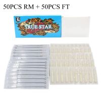 50pcs (RM+FT) Disposable Sterilzed Tattoo Needles Tips &amp; White Tattoo Tips for Tattoo Nozzle Tips Tattoo Machine Supply