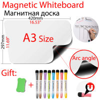Arc Angle Magnetic Whiteboard A3 Size 11.69" X 16.53" Dry Erase White Boards Memo Boards 8 Magnetic Watercolor Pens 1 Eraser