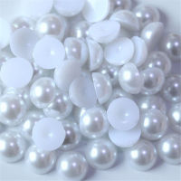 Size 1.5mm-20mm Pure White Color DIY Half Round Flatback Pearl Beads Loose ABS Plastic Imitation Half Pearl Nail Arts Decoration