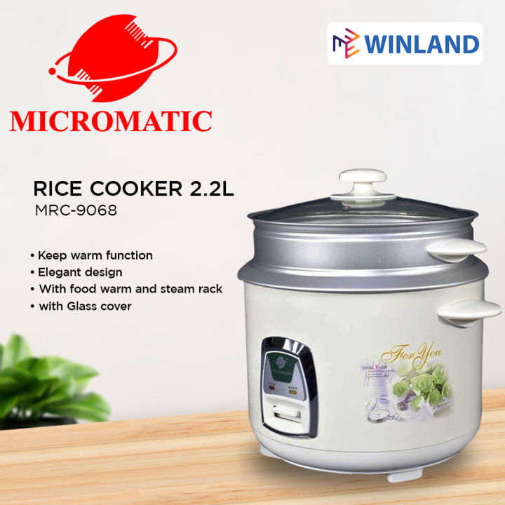 MICROMATIC by Winland Rice Cooker 2.2L 12 Cups of Rice with Steamer ...