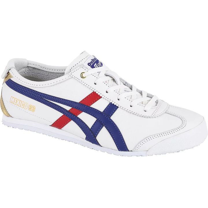 New ASICS Onitsuka shoes Mexico 66 leather men's casual sneakers White blue  red Tigers shoes 