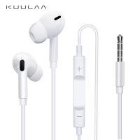 KUULAA Headset In Ear Flat Wire Earplugs 3.5mm Earphone Earbuds on-ear