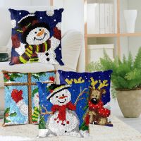 Christmas Series Pillow Latch Hook Kits Segment Embroidery Materials Package DIY Handcraft Wool Cross Stitch Embroidery Supplies