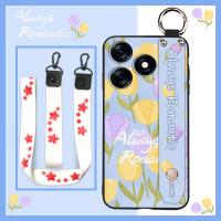 Fashion Design Waterproof Phone Case For Tecno Spark10 4G/K15K Soft Case Kickstand Lanyard ring painting flowers Soft