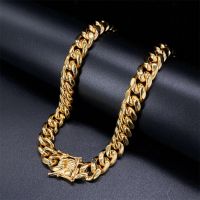 8MM Gold Plated Cuban Chain Necklace Titanium Steel For Women Men Hiphop Jewelry Miami Cuban Link Neklace CNC Buckle Fashion Chain Necklaces