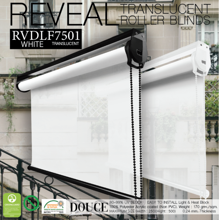 rvdf7501-ม่านม้วน-douce-ผ้าสีขาวโปร่งแสง-translucent-สไตล์ฝรั่งเศษ-แสงเข้าได้มองไม่ทะลุ-ผ้าเหนียว-ทนความร้อนได้ดี-อุปกรณ์สีขาว