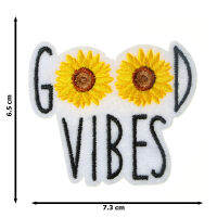 JPatch - Good Vibes (Sun Flowers) ดอกทานตะวัน ดอกไม้ สีเหลือง สีสัน สวยงาม  ตัวรีดติดเสื้อ อาร์มรีด อาร์มปัก มีกาวในตัว การ์ตูนสุดน่ารัก งาน DIY Embroidered Iron/Sew on Patches