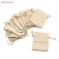 ?Big Dealse 10pcs เล็กๆกระสอบกระสอบกระสอบผ้าลินินกระเป๋า drawstring Wedding Supplies