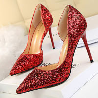 BIGTREE Bling Women Basic Pumps Sexy High Heels White Red Heels Wedding Bride Shoes Glitter Luxury Heels Women Dress Stiletto