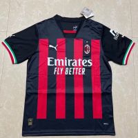 ♈ 2223 New Men AC Milan Home Football Jersey Top Red Black Striped Jersey Short Sleeve Soccer Football Jersey Shirt Size S-2XL AC Milan Men Jersey Tops