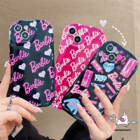 เคสโทรศัพท์มือถือแบบนิ่ม Tpu กันกระแทก ลายการ์ตูนบาร์บี้ ตัวอักษรภาษาอังกฤษ สําหรับ IPhone XR 7 6 8 6s 14 13 12 X XS 2020