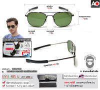 แว่นกันแดดที่ผลิตให้กับกองทัพสหรัฐฯ เอโอ A.O. American Optical [รหัส PRE-AO3 งานพรีเมี่ยม] ทรงคาราวาน กรอบดำ-เลนส์กระจกดำอมเขียว