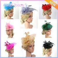 PETIYOUZA ของใหม่ งานเลี้ยงน้ำชาปาร์ตี้ วินเทจ สามารถกลับด้านได้ หมวก fascinator พร้อมคลิปหนีบ ตาข่ายคาดศีรษะ หมวกประดับขนนก