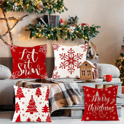 45 x 45 Pillowcase Holiday Decor Christmas Pillow Covers Antler Bear Snowflake Christmas Tree Pillow Case Xmas Linen Cushion Cover