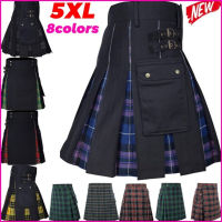 Mens Scottish Traditional Highland CHrCHn Kilt กระโปรงสีดำกระโปรงสำหรับผู้หญิง Faldas Largas