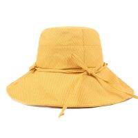 Women Classic Cotton Stripe Beret Bucket Hats Wide Brim Outdoor Summer Sun Beach Hiking Caps