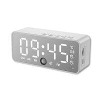 Mirror Surface Alarm Clock Bluetooth-compatible Noise Reduction Speaker Real Time Temperature Meter Clocks Home Supplies