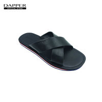 DAPPER รองเท้าแตะ Light Weight Crossover Faux-Leather Sandals สีดำ/น้ำเงิน